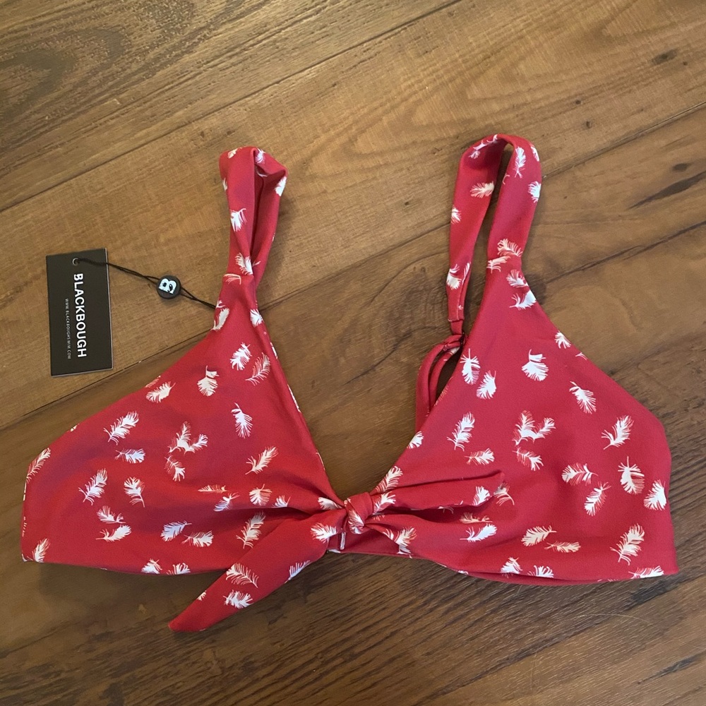 Red and white bikini top